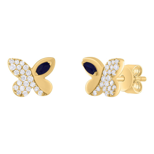 Whimsy in Flight Diamond And Color Stone Butterfly Earrings
