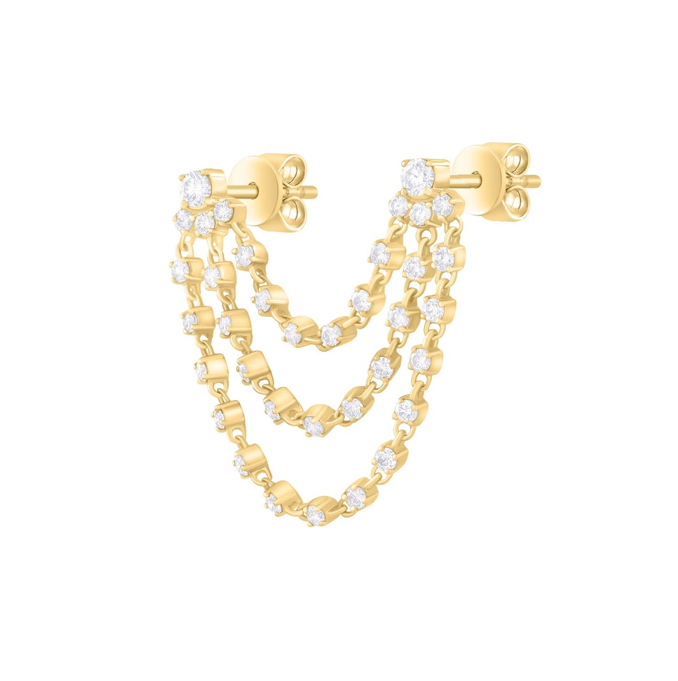 Diamond Triple Chain Stud Earring