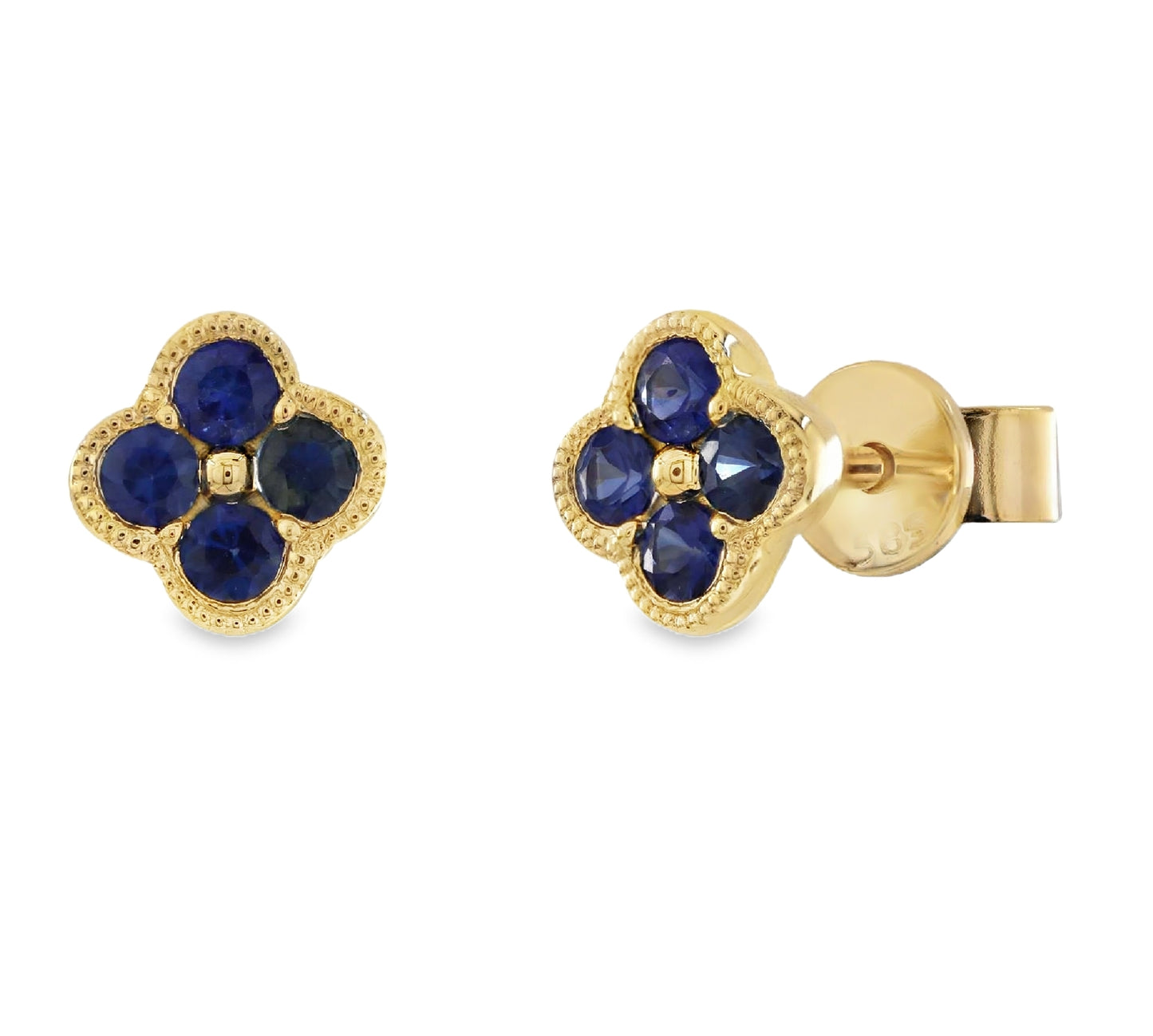 Color Stone Clover Stud Earrings