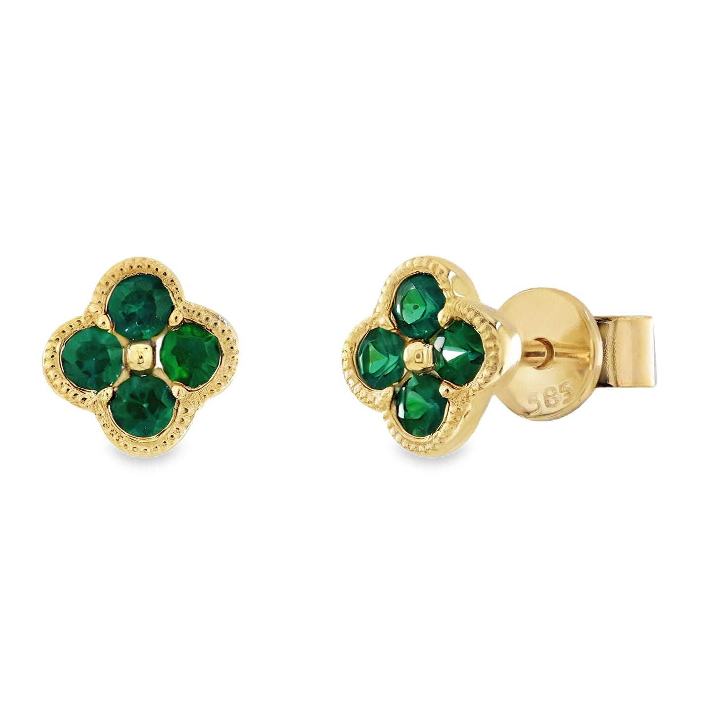 Color Stone Clover Stud Earrings