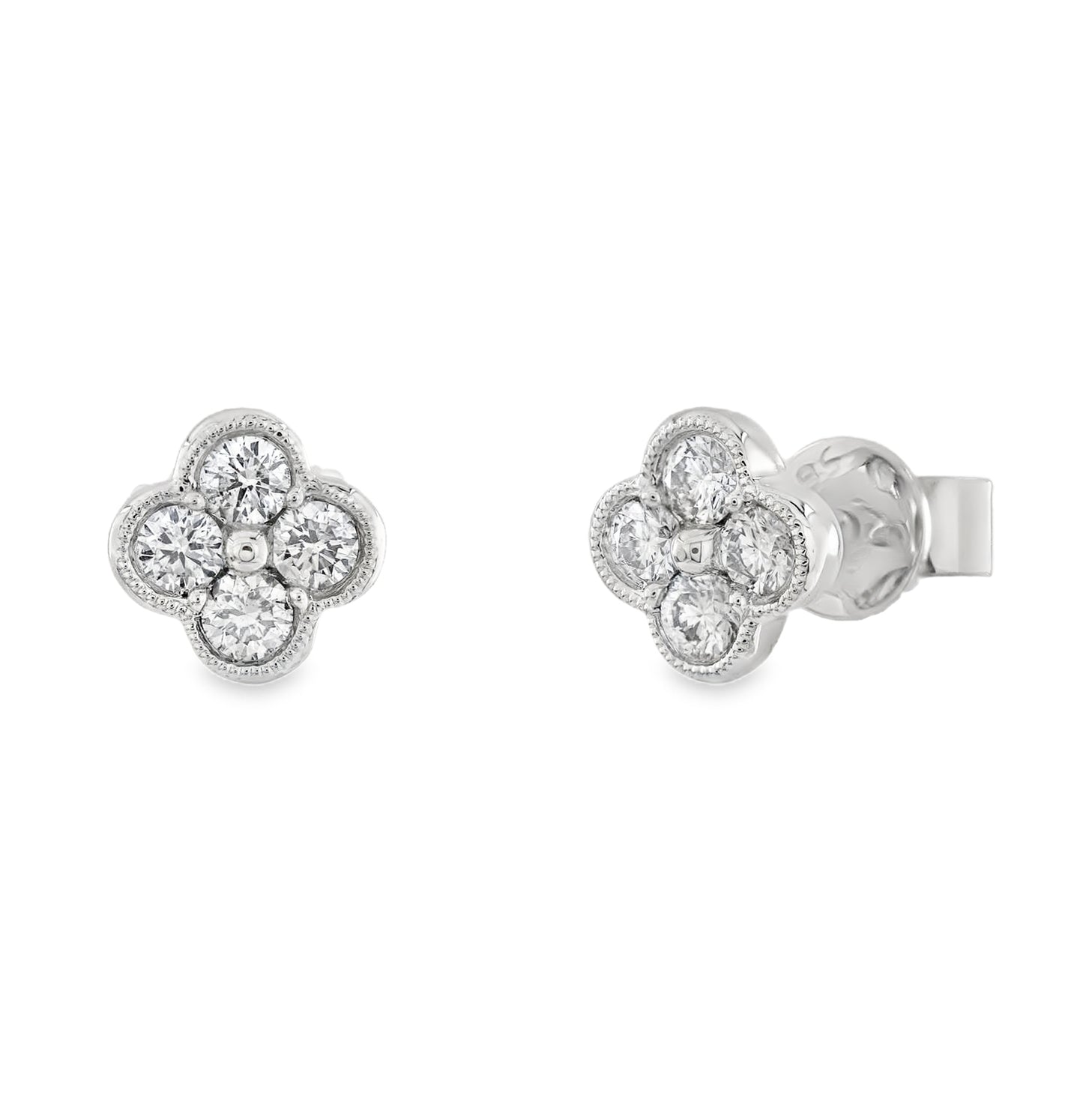 Diamond Clover Stud Earrings