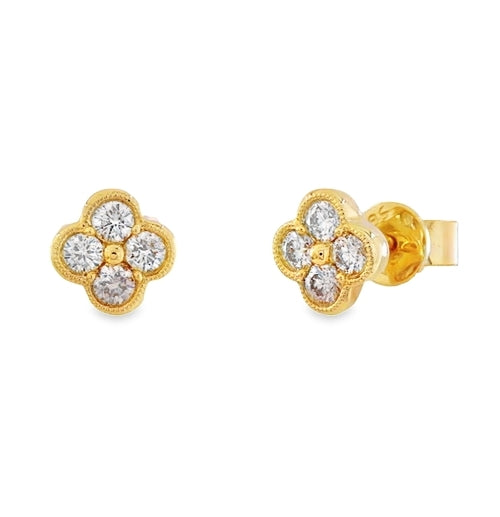 Diamond Clover Stud Earrings