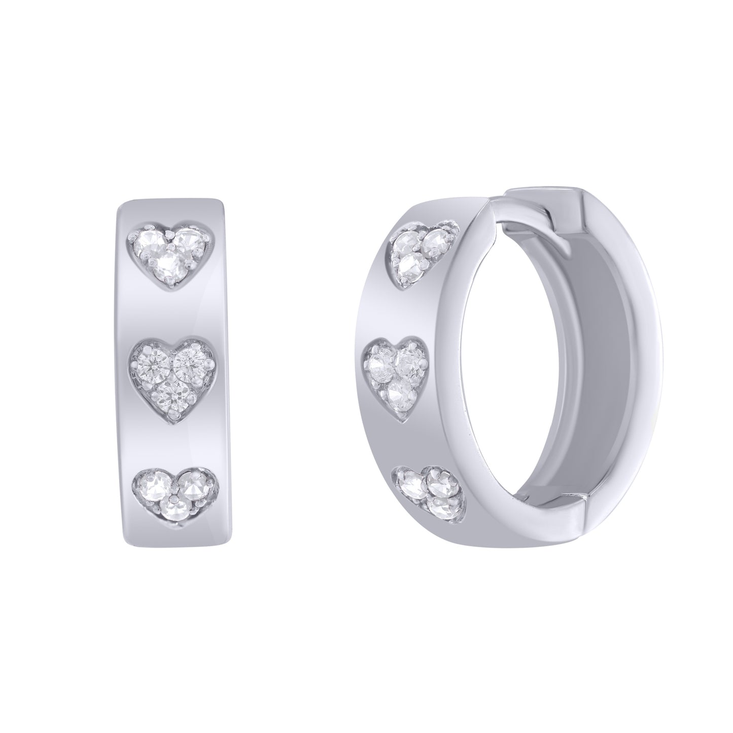 Triple Hearts Diamond Pave Huggie Earrings