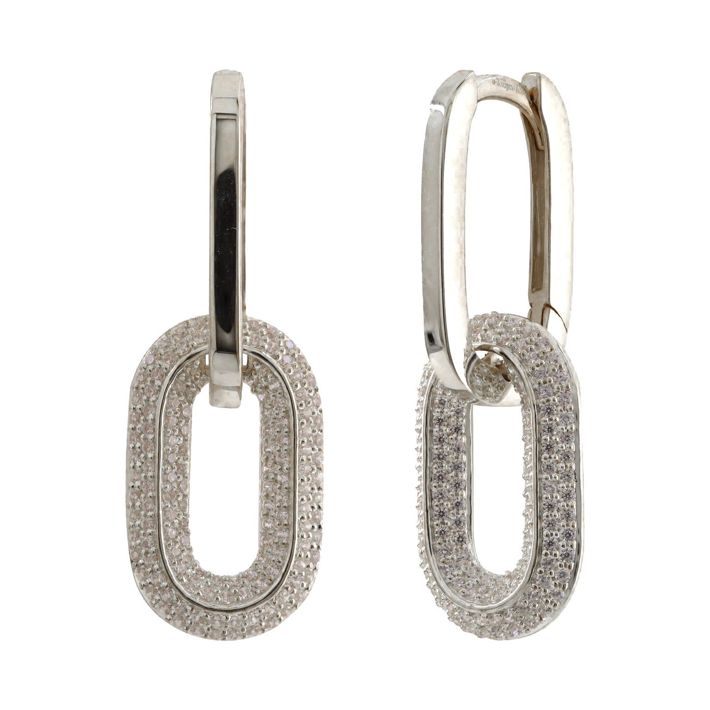 Paperclip Diamond Pave Dangle Earrings