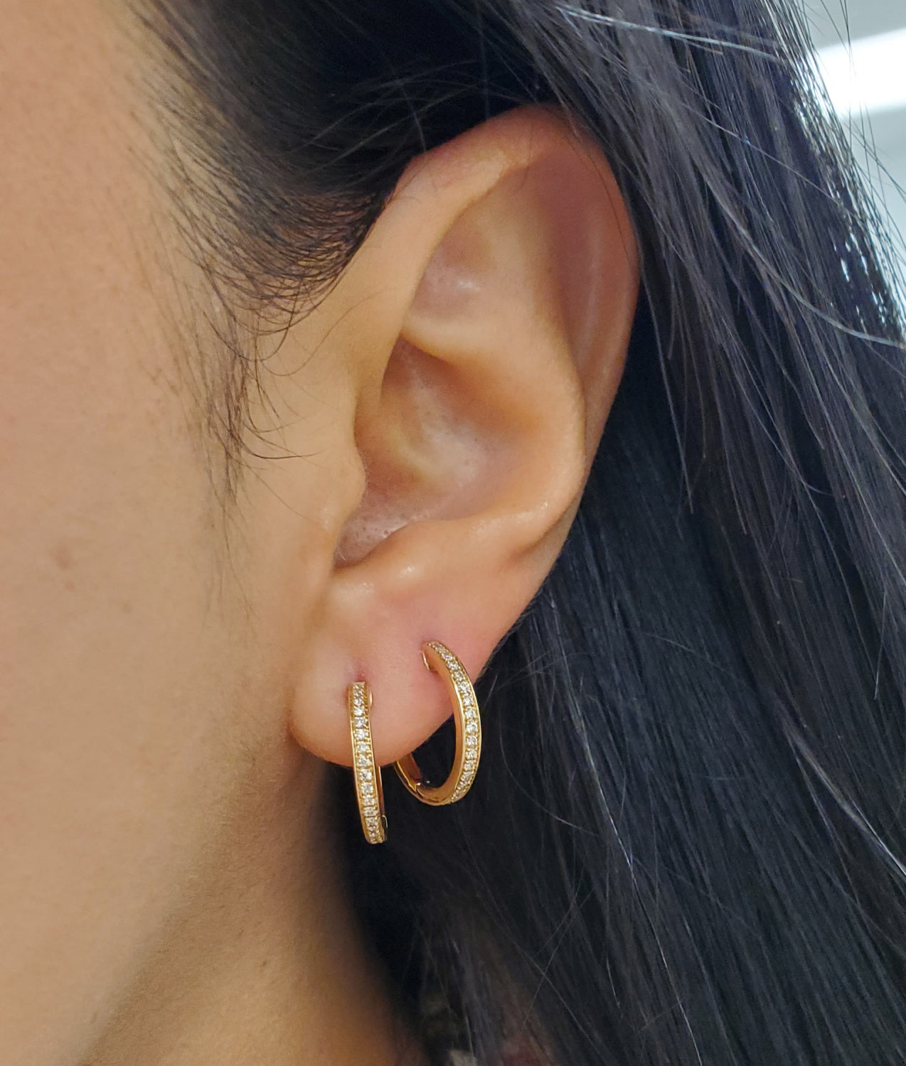 15.5mm Diamond Huggie Earrings