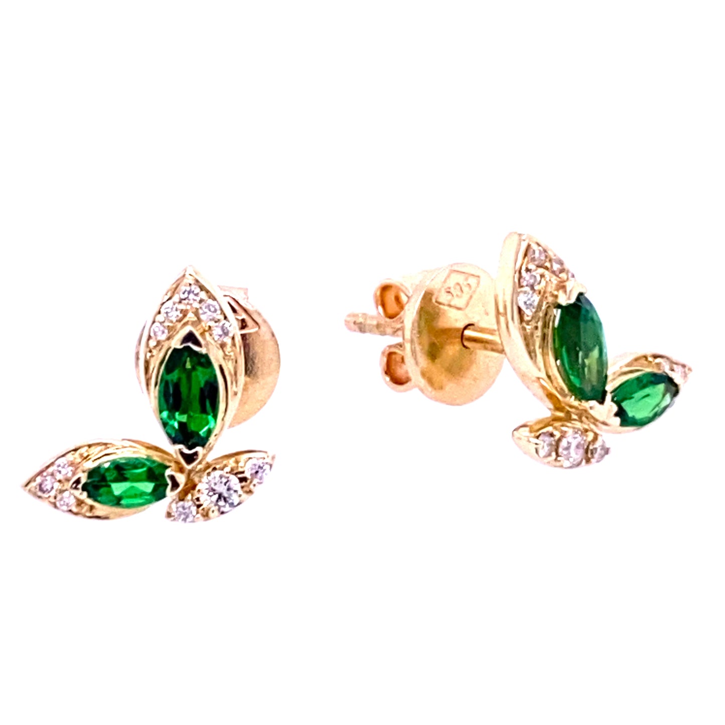 Fancy Color Stone Marquise And Diamond Earrings