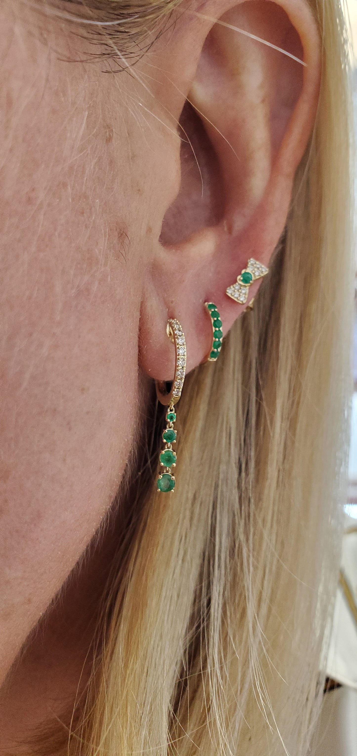 Huggie Earring with Precious Gems