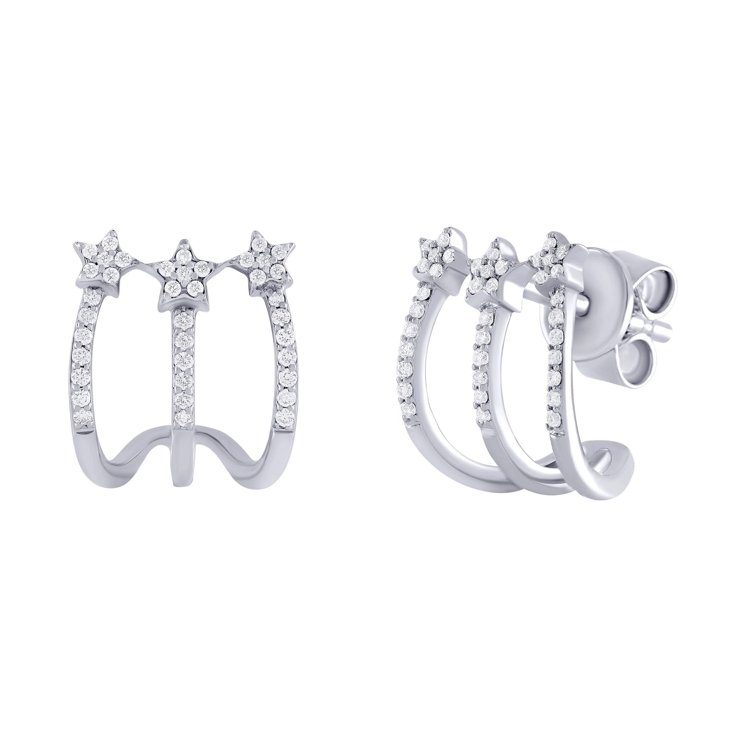 Shooting Stars Diamond Cuff Earrings