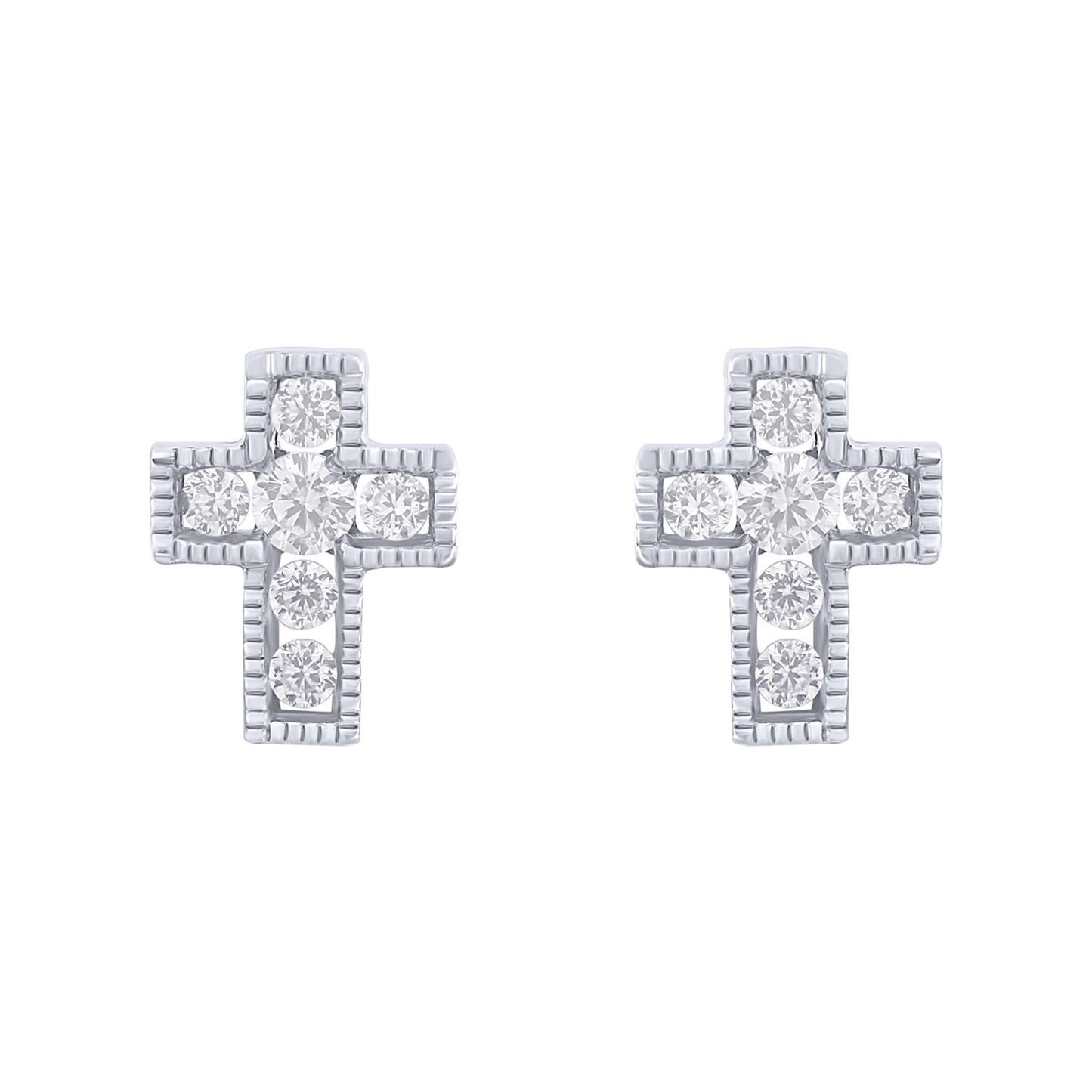 Mini Diamond Pave Cross Earrings