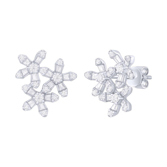 Mini Diamond Baguette Flower Cluster Earrings