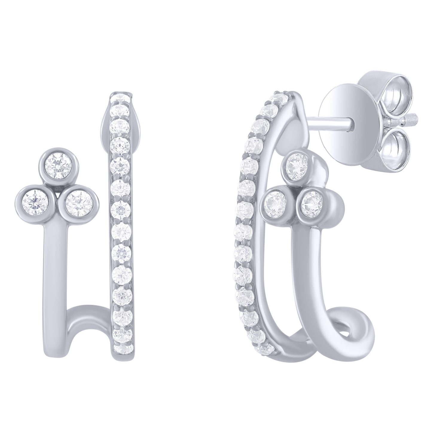 Wrap-Around Trio Bezel Diamond Earrings