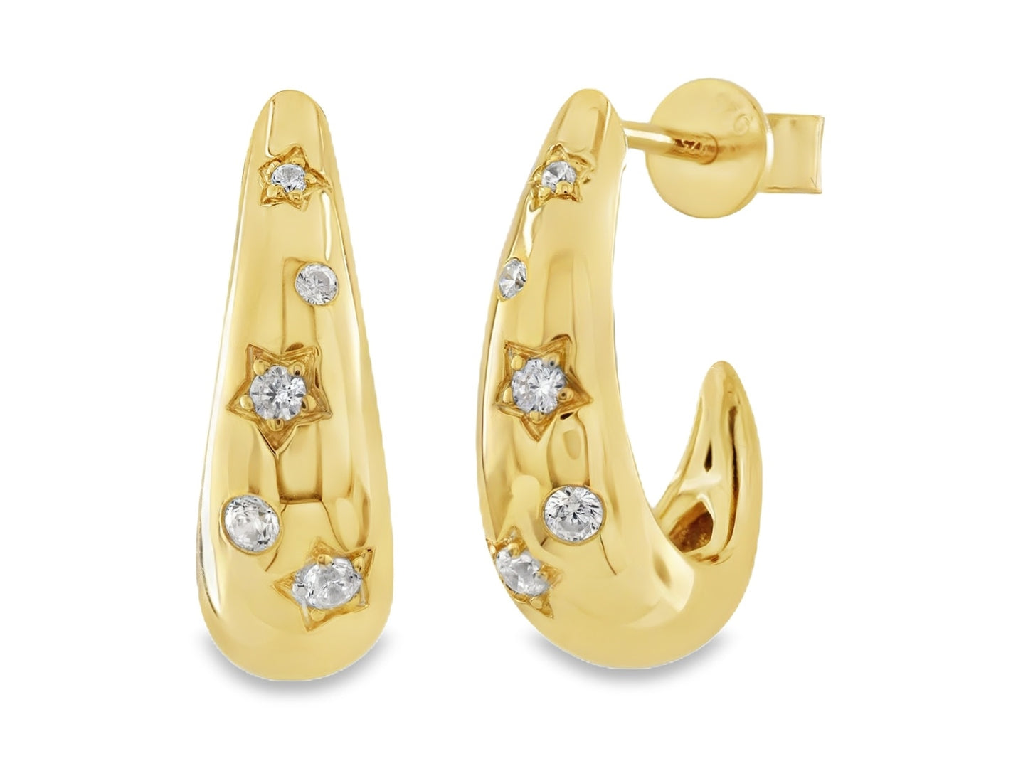 Diamond Star Half Hoop Earrings