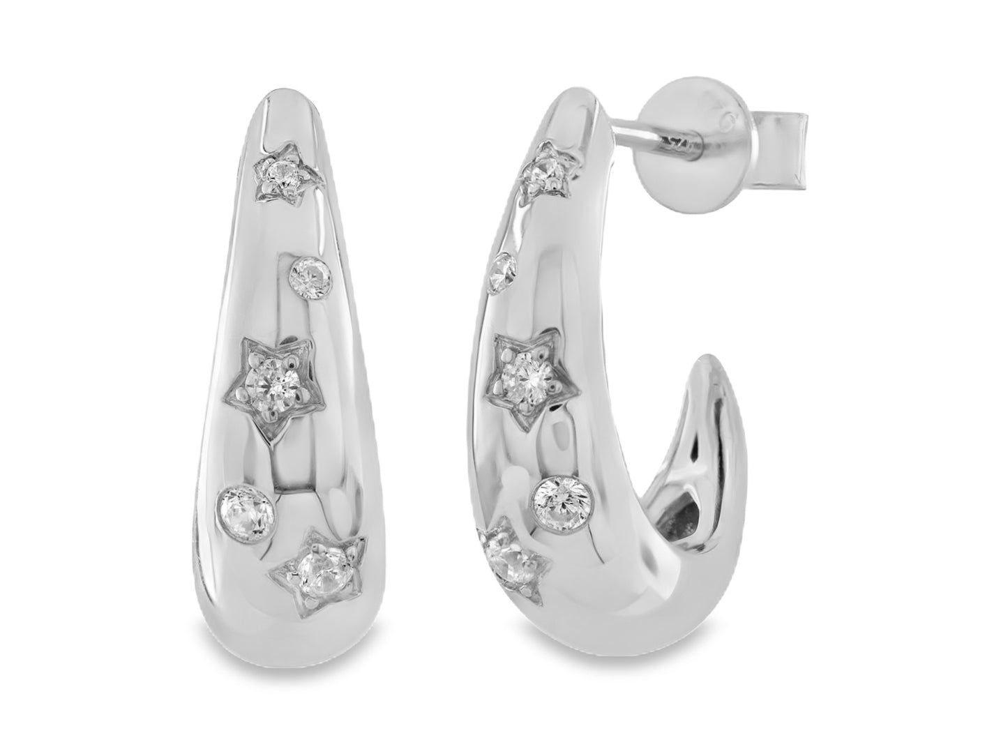 Diamond Star Half Hoop Earrings