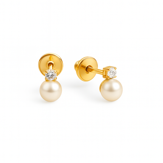 Mini Pearl And CZ Baby Earrings