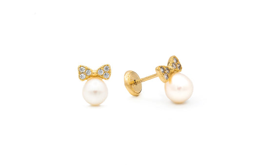 Embellished Bow Earrings with Pearl & Turquoise