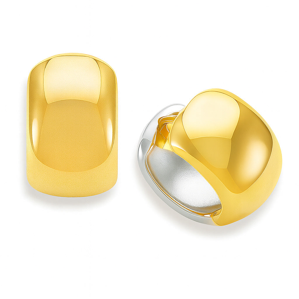 Two Tone Gold Huggie Earring