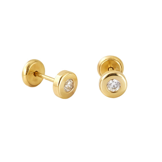 Flat Bezel Set Cubic Zirconia Earring