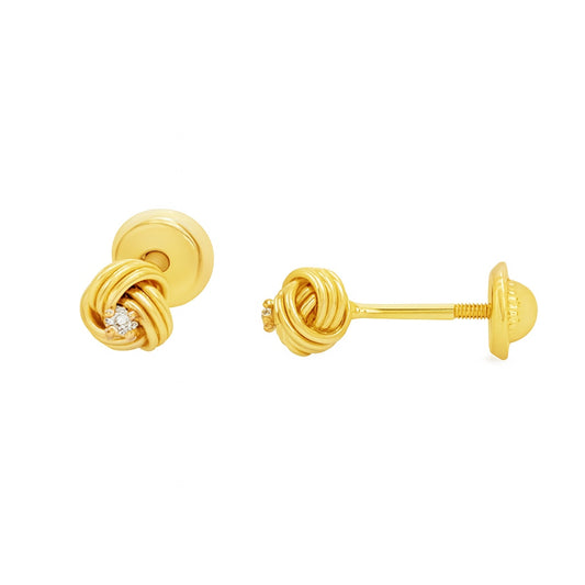 Miniature Love knot Cubic Zirconia accent Earrings