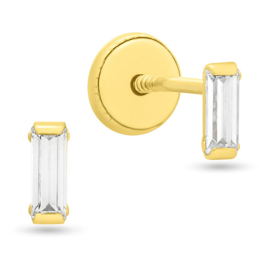 Miniature CZ Baguette Stud Earring