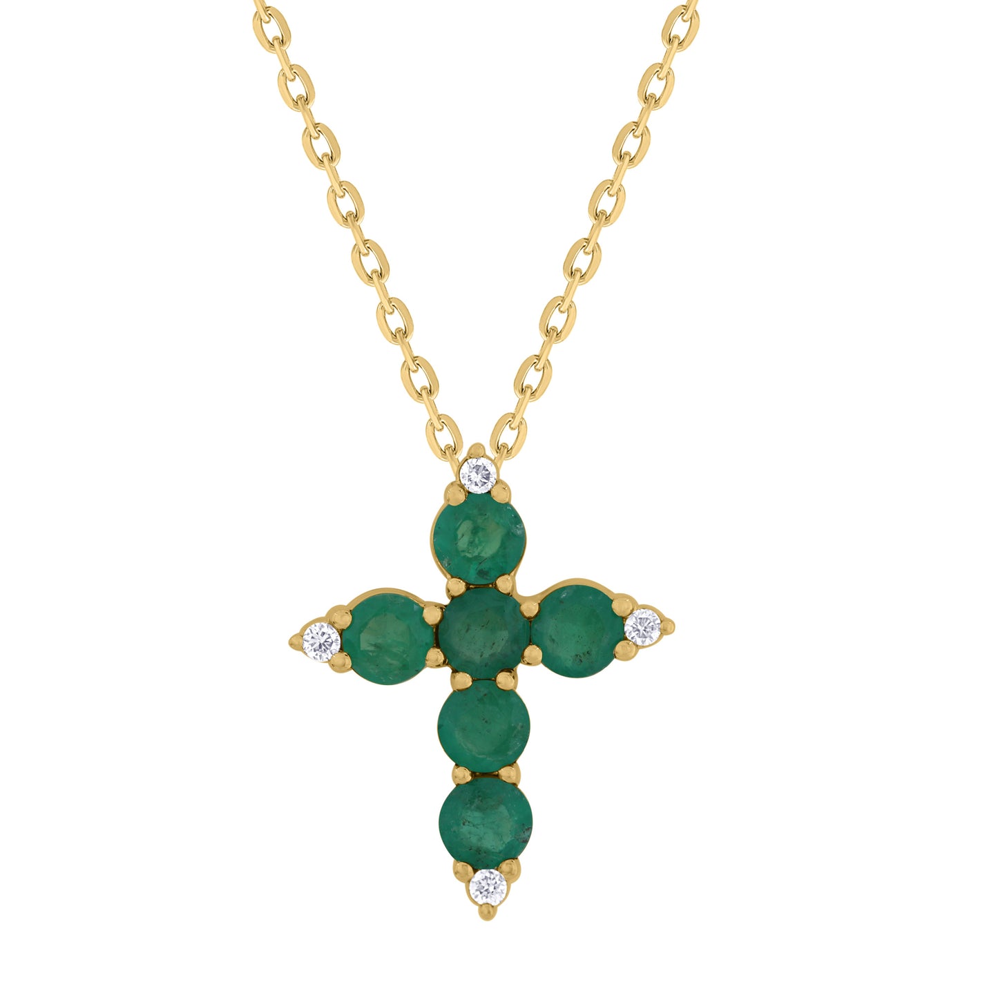 Color Stone and Diamond Cross Necklace
