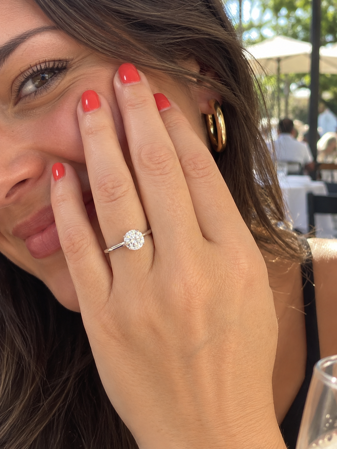 14K White Gold 1.51 CT Lab Grown Round Diamond Cathedral Solitaire Engagement Ring