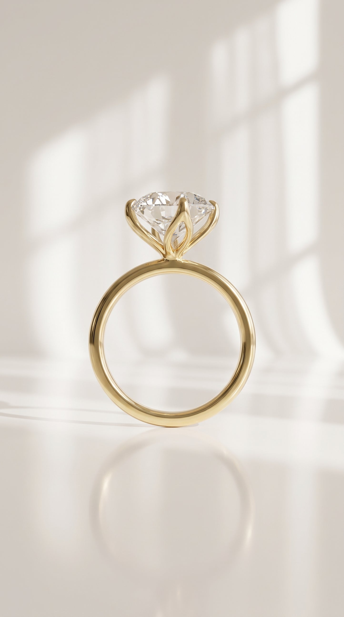14K Yellow Gold 1.96 CT Lab Grown Round Diamond Tulip Prong Solitaire Ring