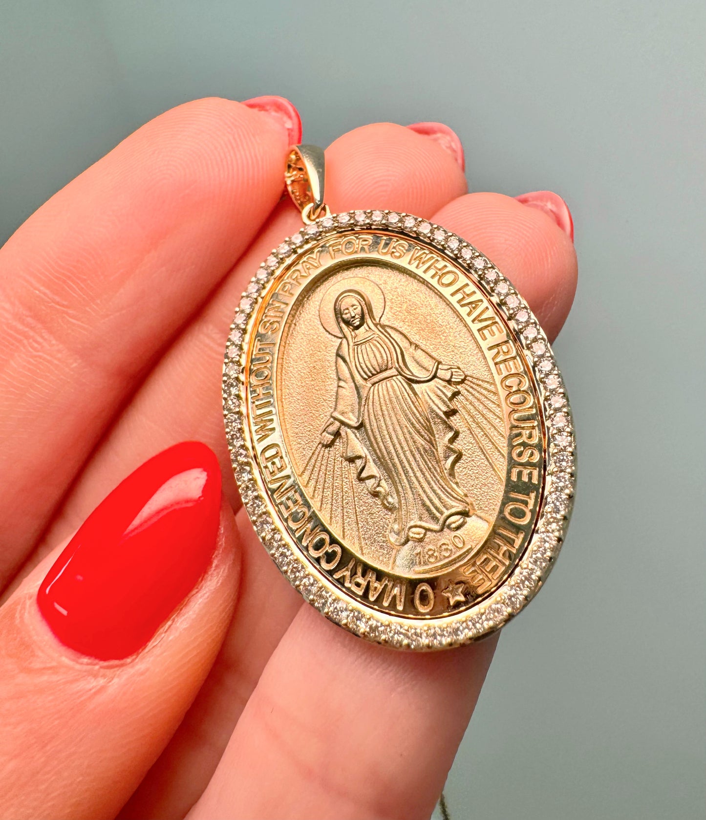 Extra Large Miraculous Medal with Diamonds