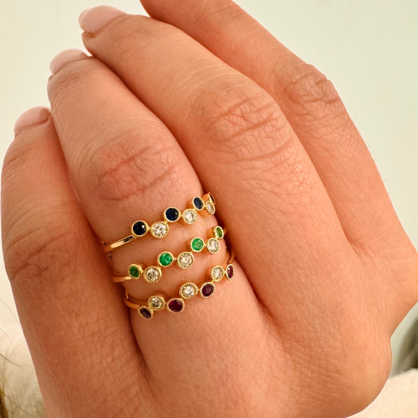Color Stone and Diamond Ring