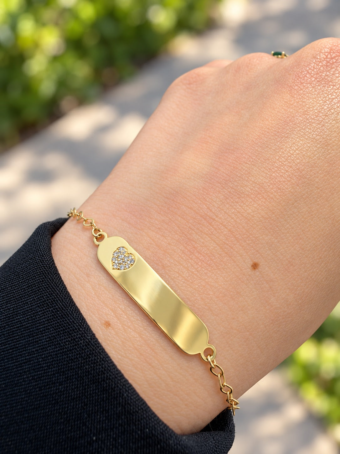 Baby ID Bracelet with Natural Diamond Heart