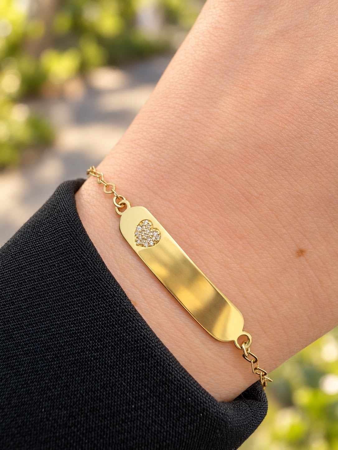 Baby ID Bracelet with Natural Diamond Heart