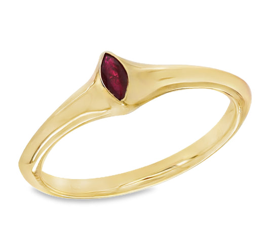 Single Marquise Color Stone Band Ring