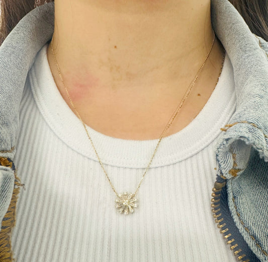Diamond Baguette Flower Pendant