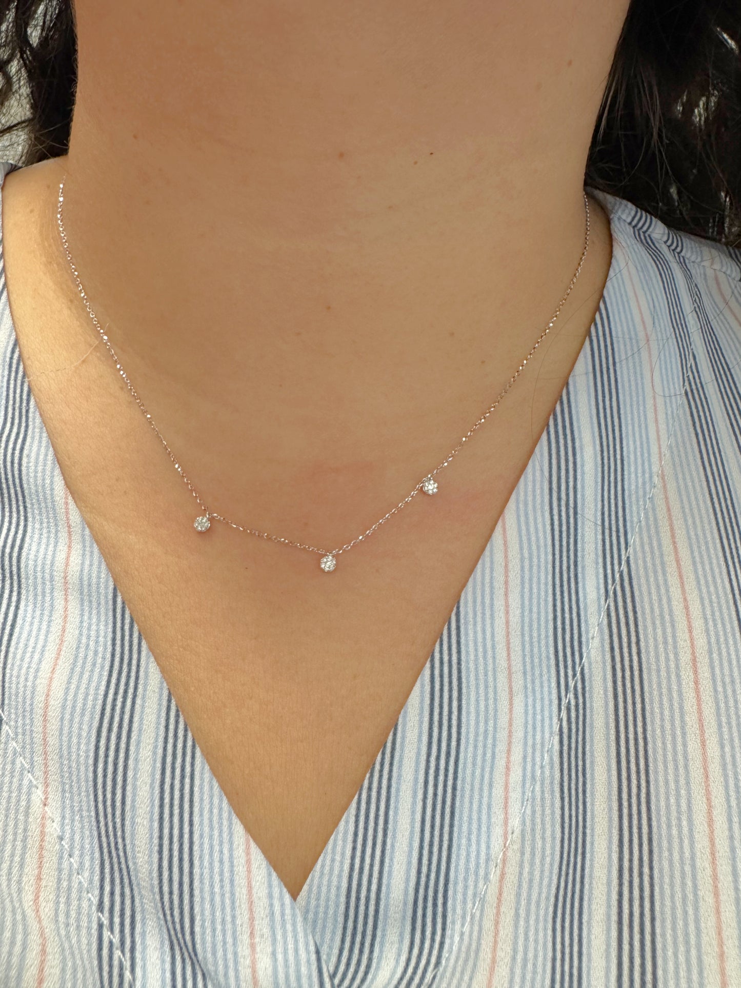 Gold Three Rondel Diamond Necklace