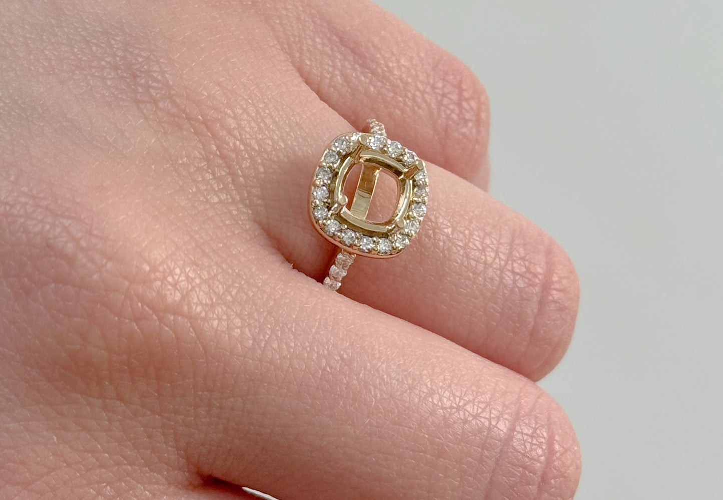 14K Yellow Gold Diamond Halo Engagement Ring Setting