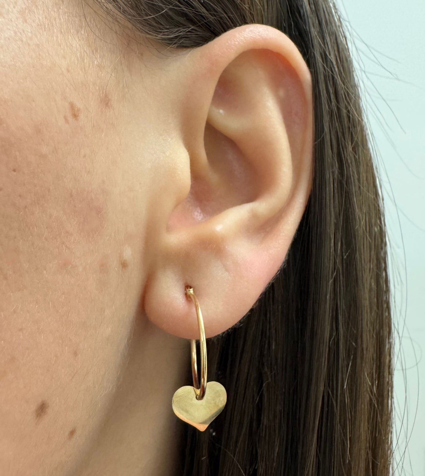 Hoop Earring with Hanging Heart Charm