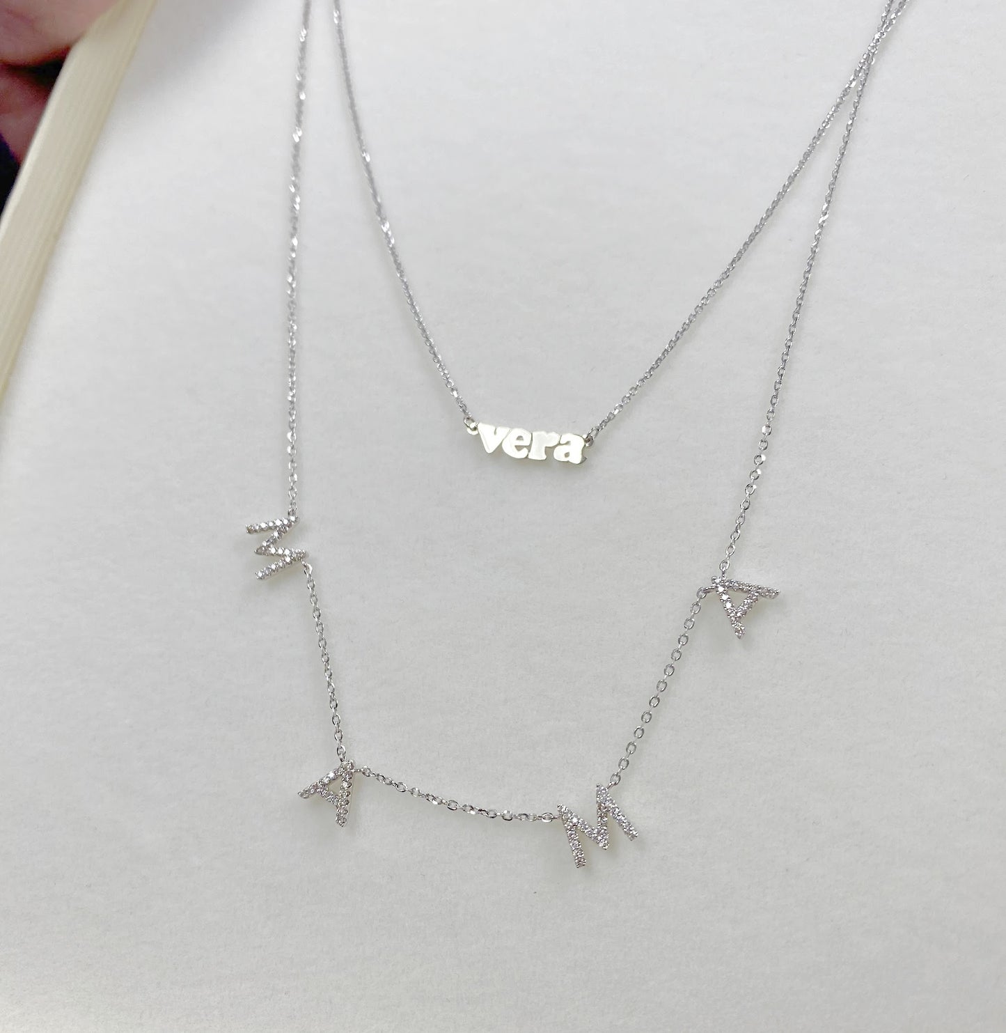 "MAMA" Diamond Encrusted Gold Necklace