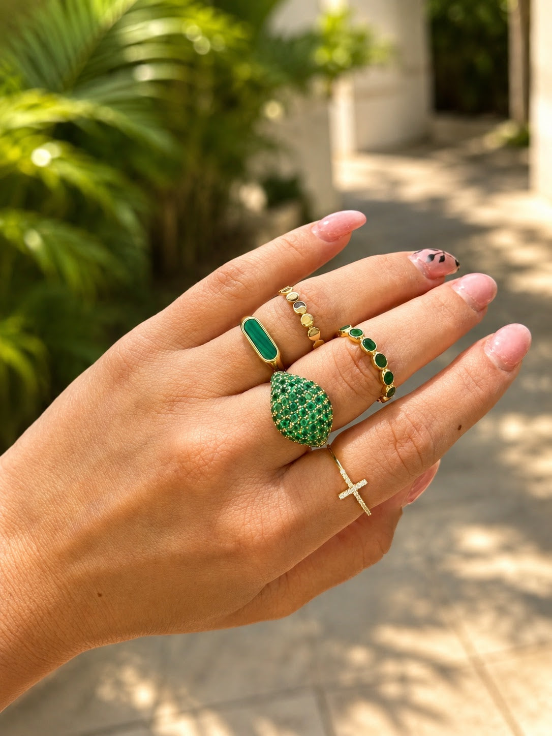 Multi Oval Color Stone Ring
