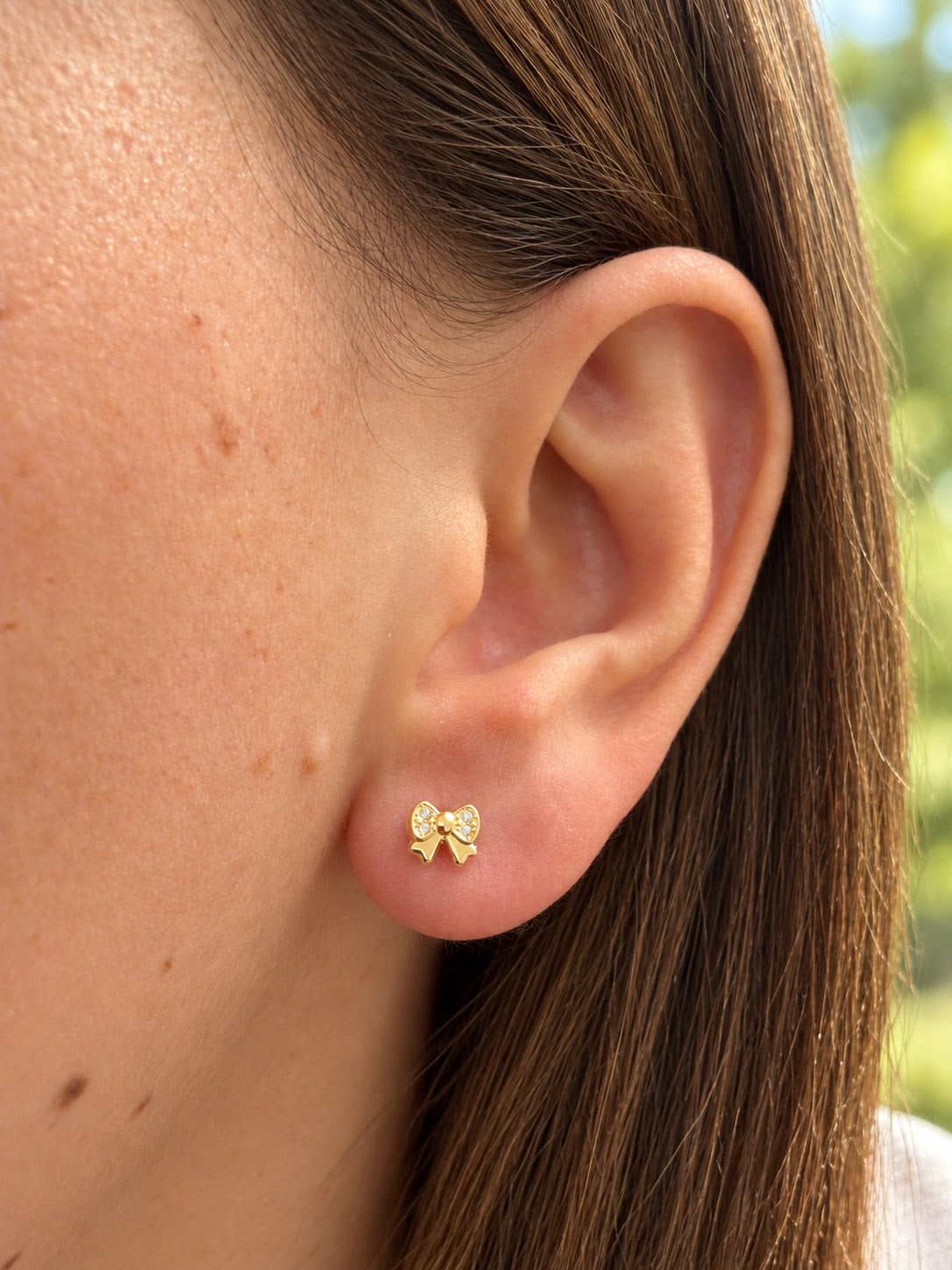 CZ Bow Baby Earrings  5mm