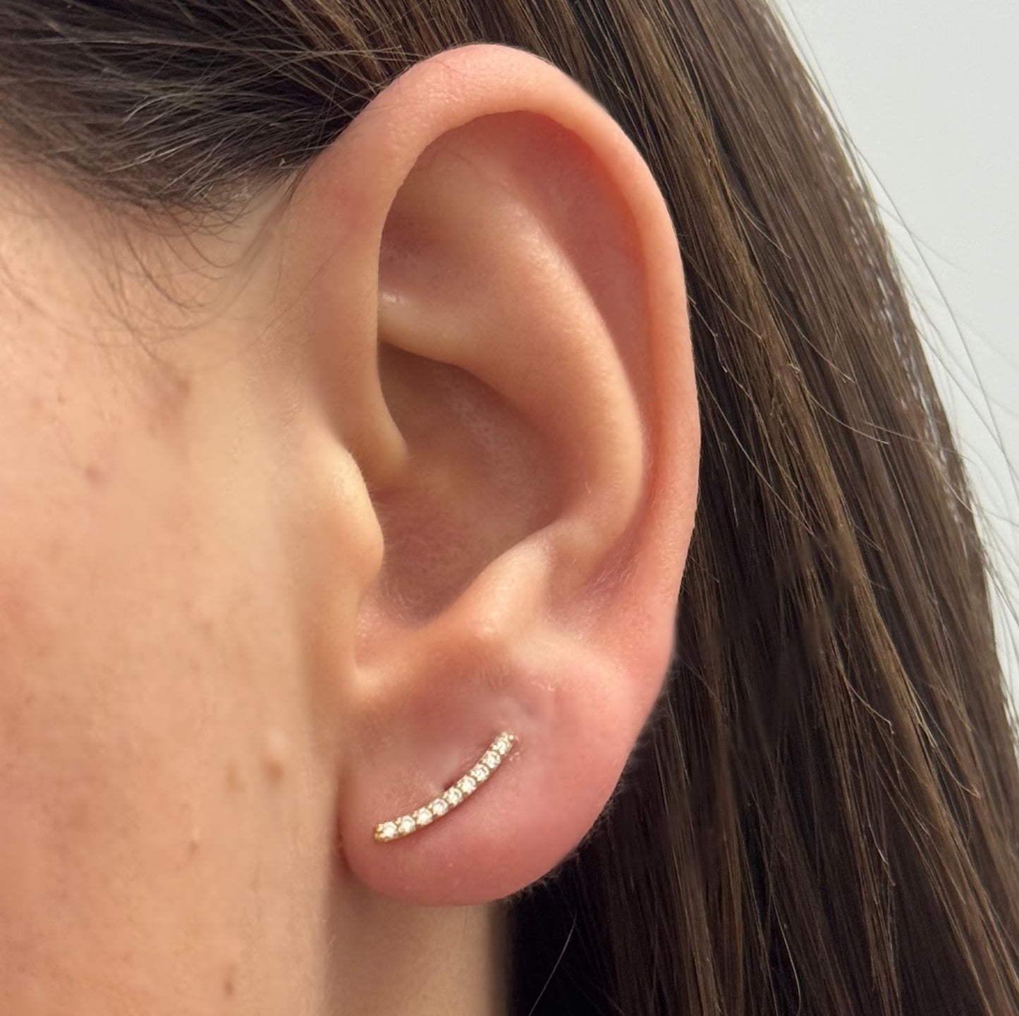 CZ Curved Bar Stud Earrings