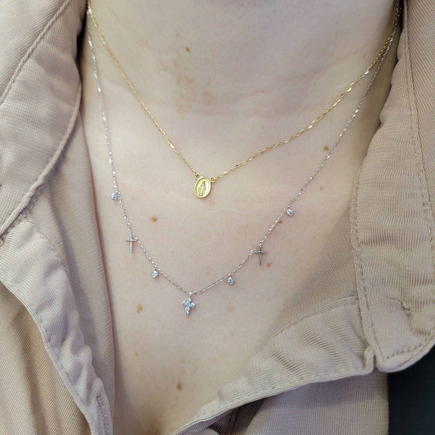 Miniature Miraculous/Guadalupe Medal Necklace