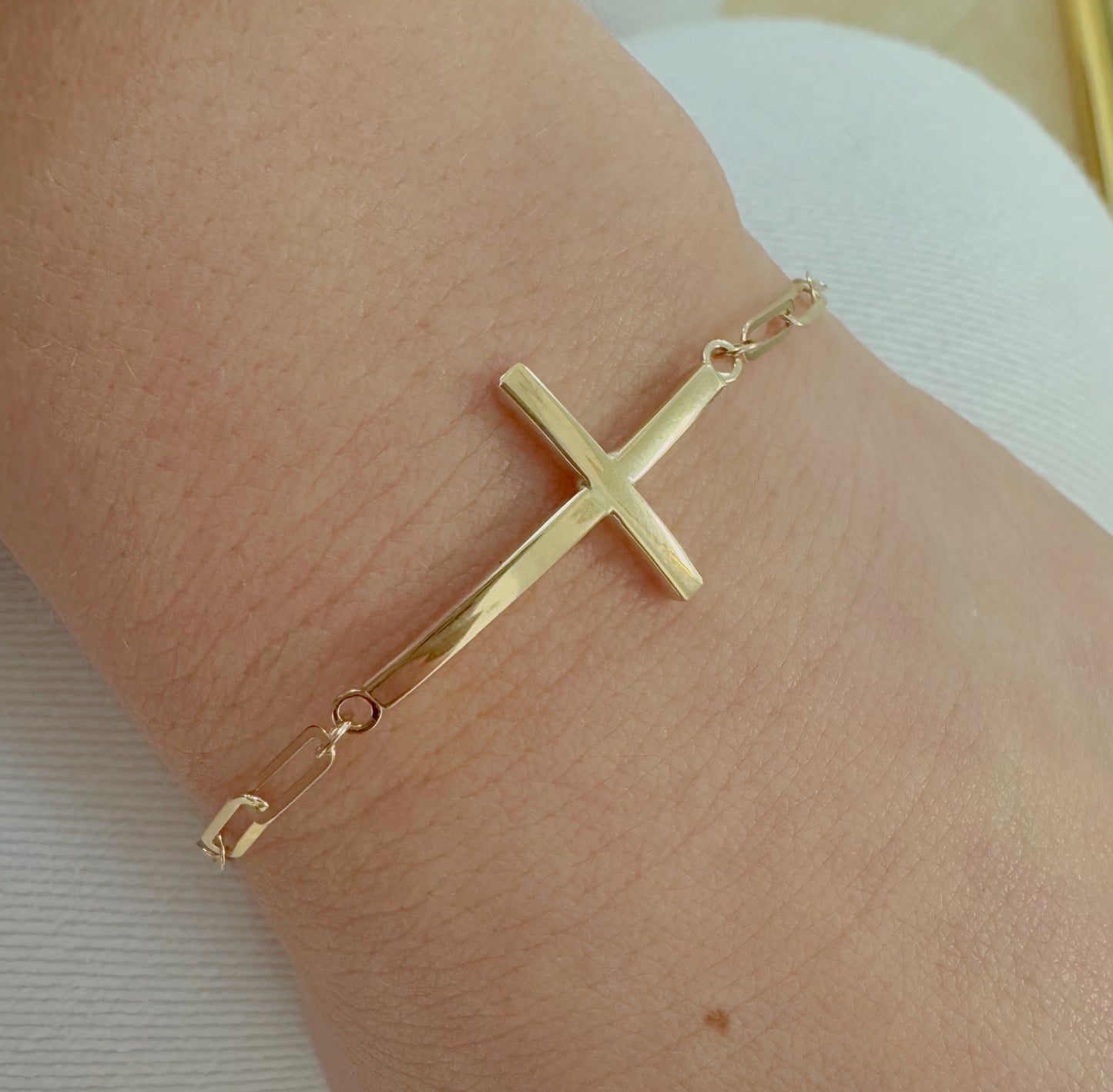 Paperclip Cross Bracelet