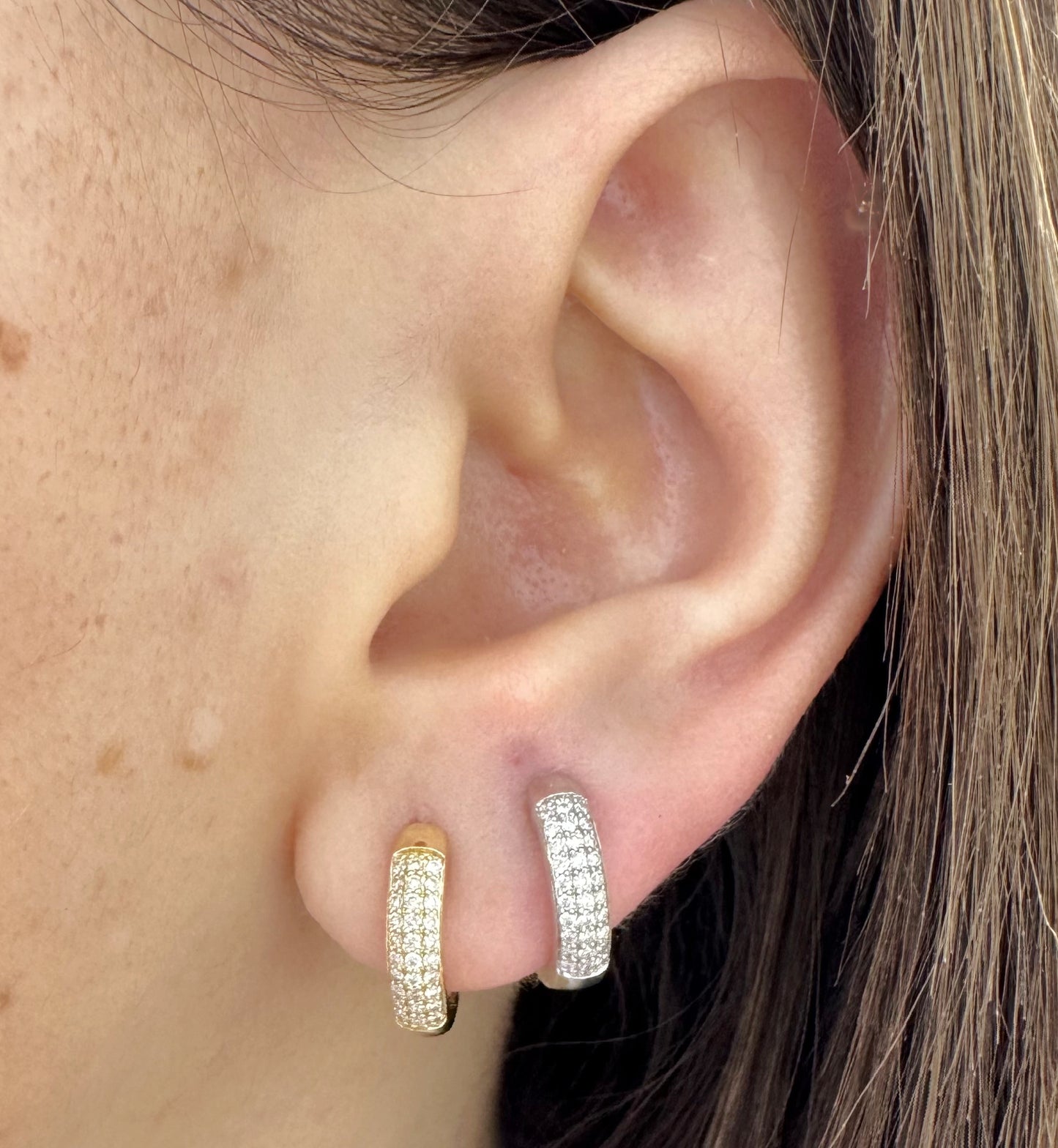 Pave set diamond huggies