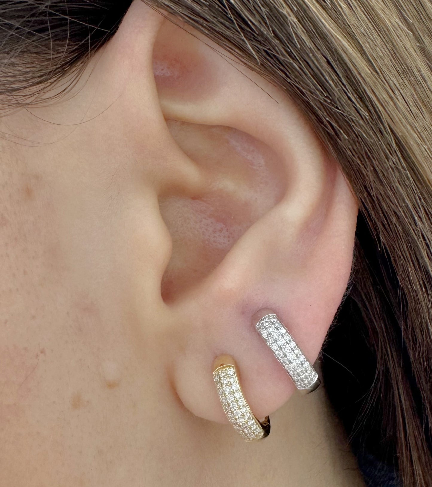 Pave set diamond huggies