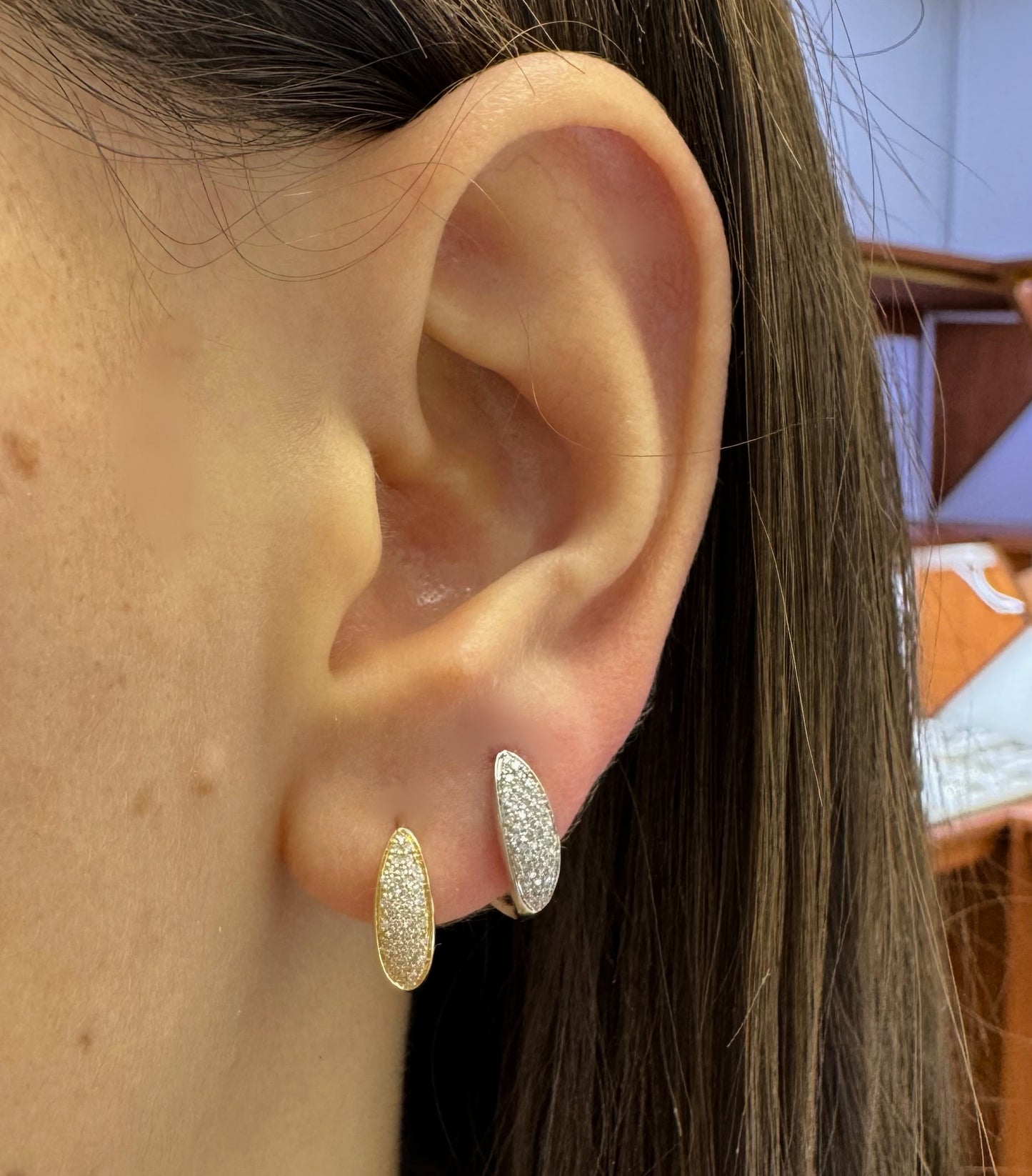 Marquise Pave Diamond Huggies