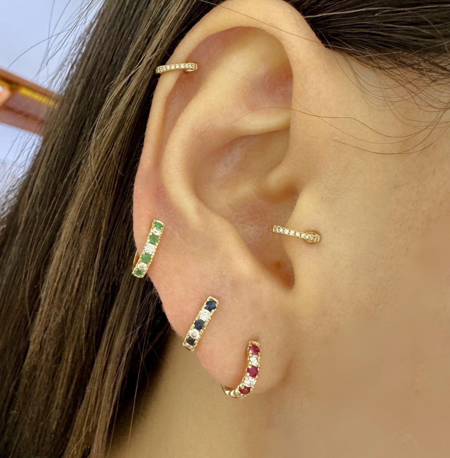 Diamond & Color Stone Huggies