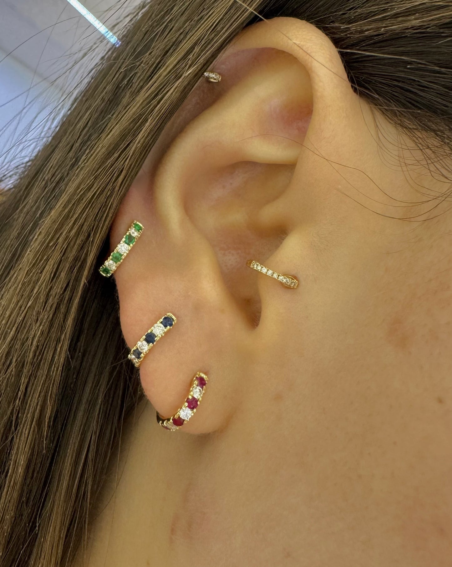 Diamond & Color Stone Huggies