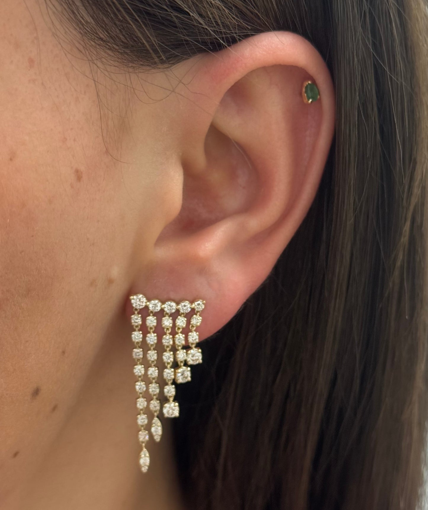 Diamond Cascade Fringe Earrings