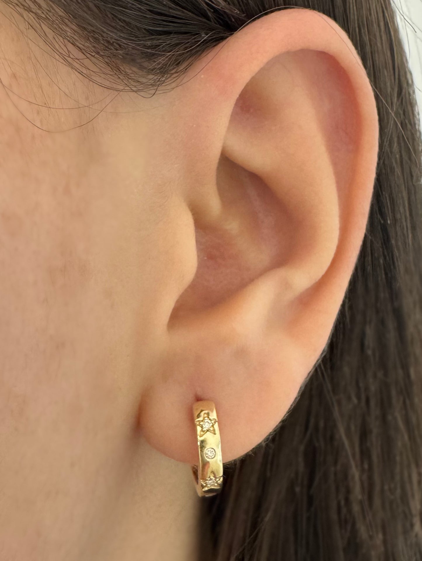 Star Diamond Huggie Hoop Earrings