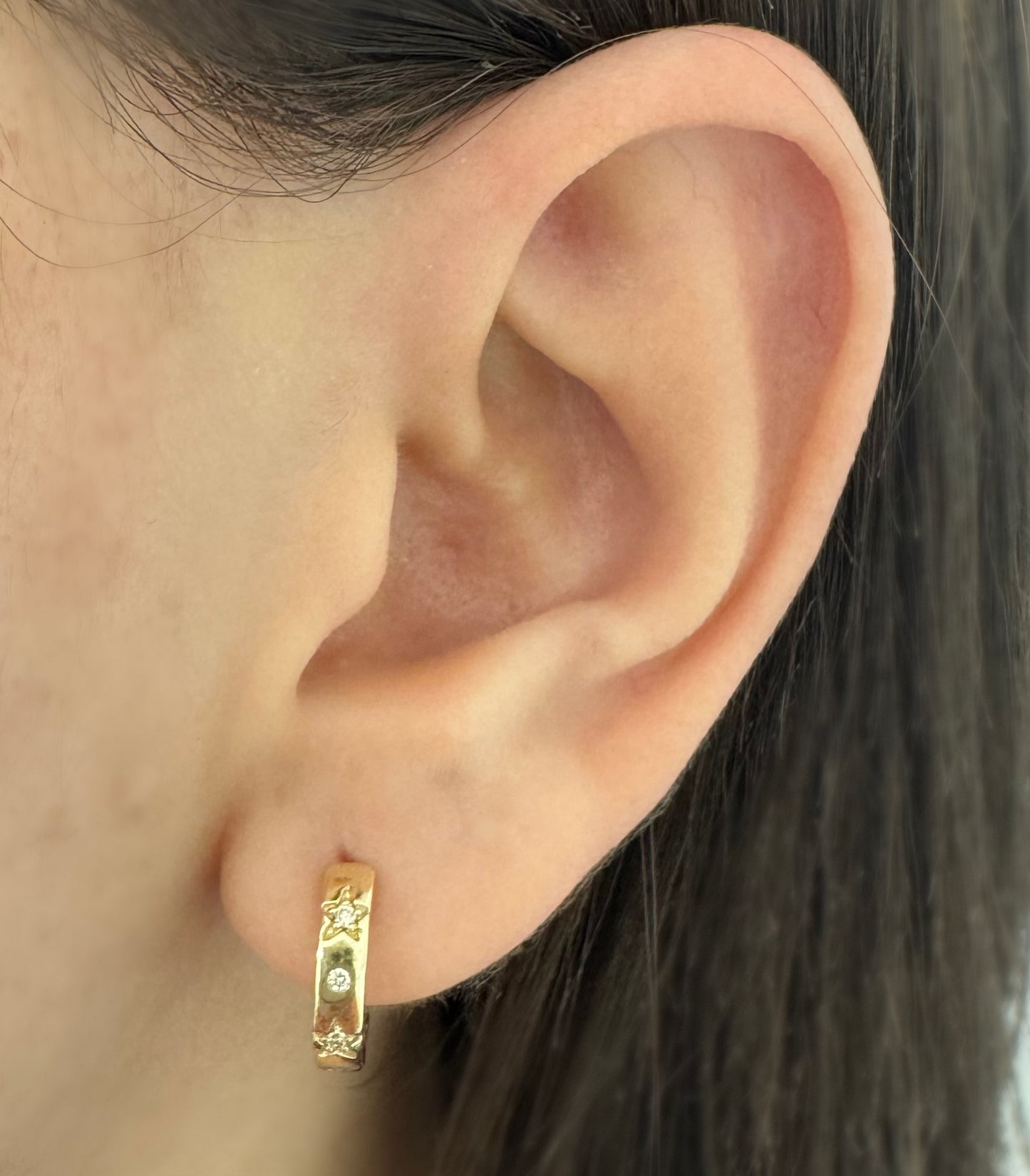 Star Diamond Huggie Hoop Earrings