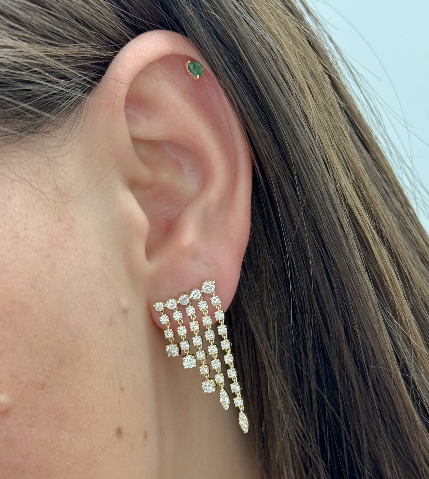Diamond Cascade Fringe Earrings